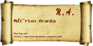 Márton Aranka névjegykártya